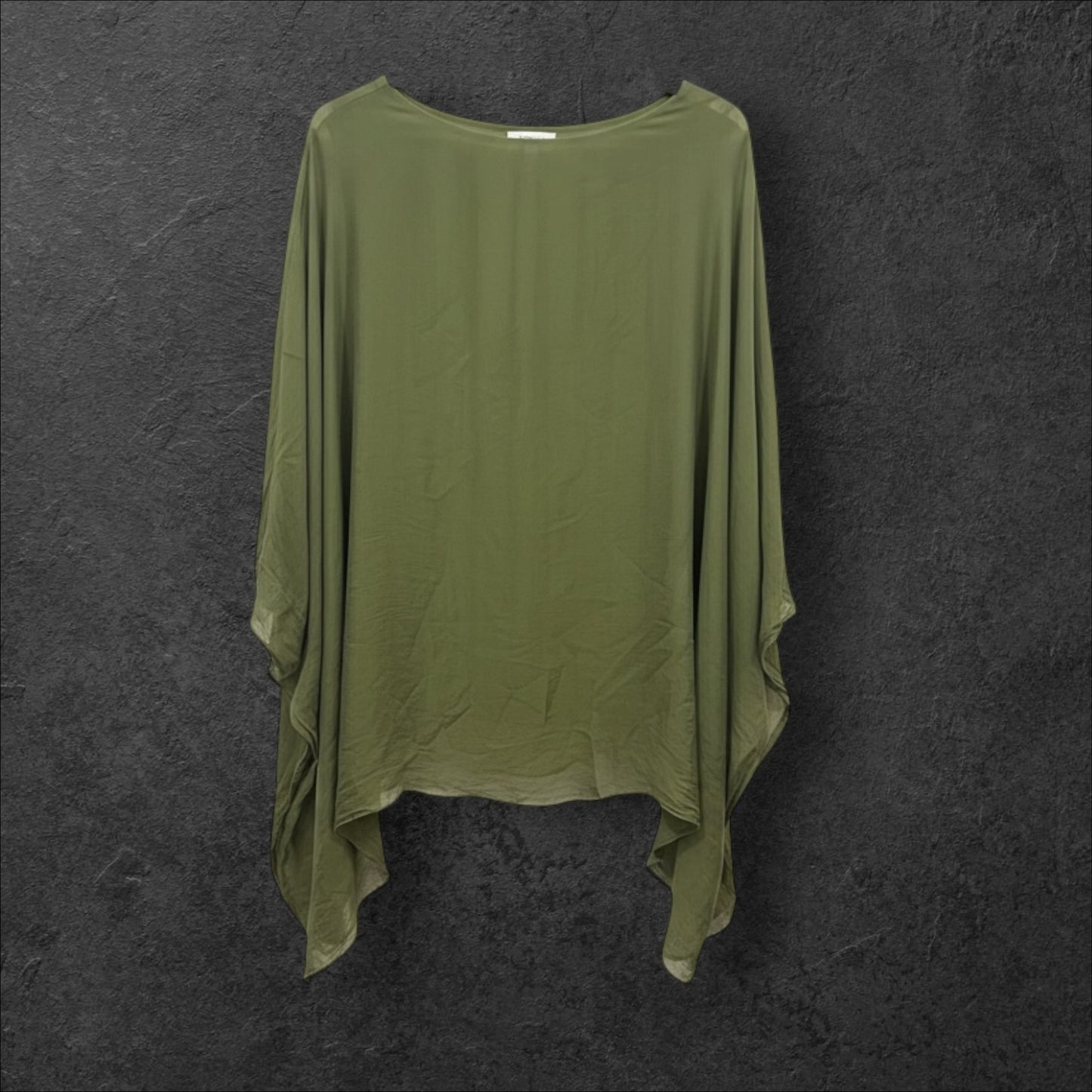 Tunică Premium Mătase & Viscoză – Verde Măsliniu – Mărime Unică
