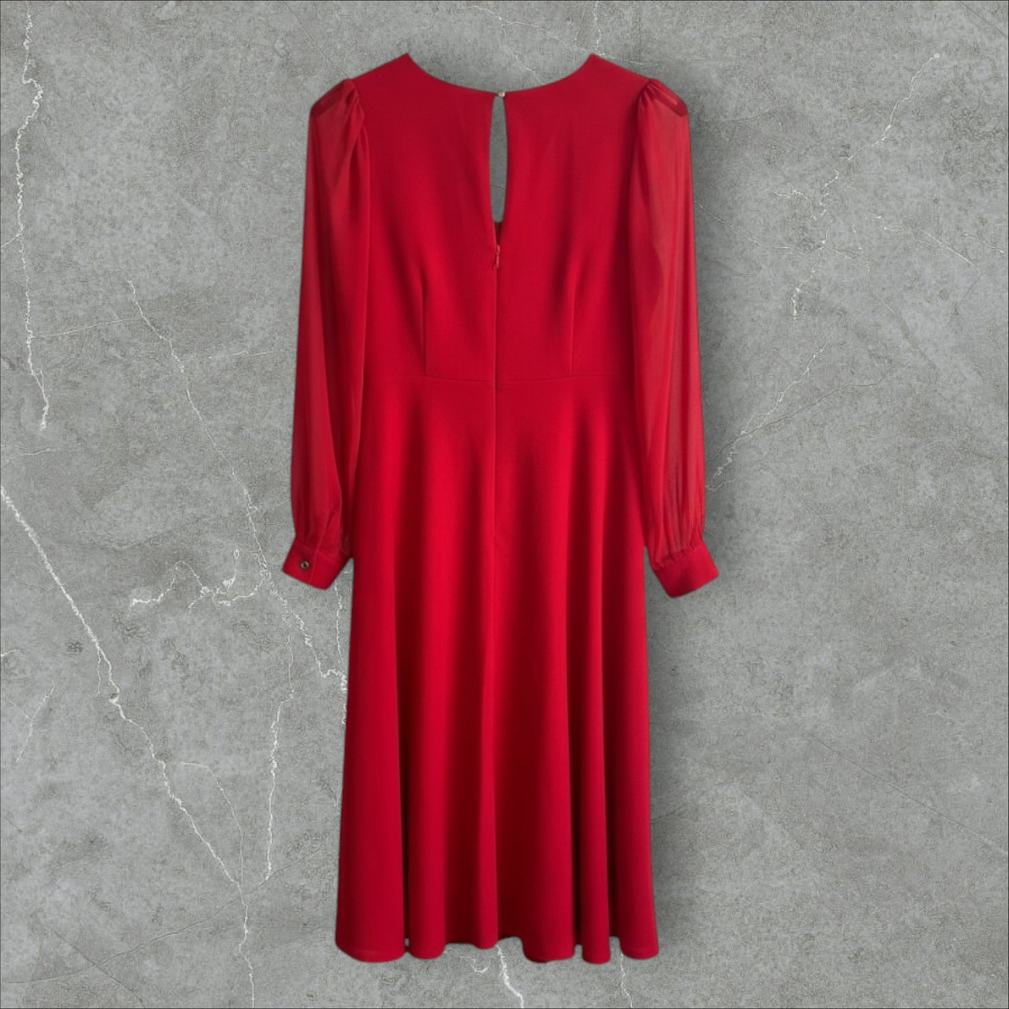Rochie Midi Rosie cu Mâneci din Voal