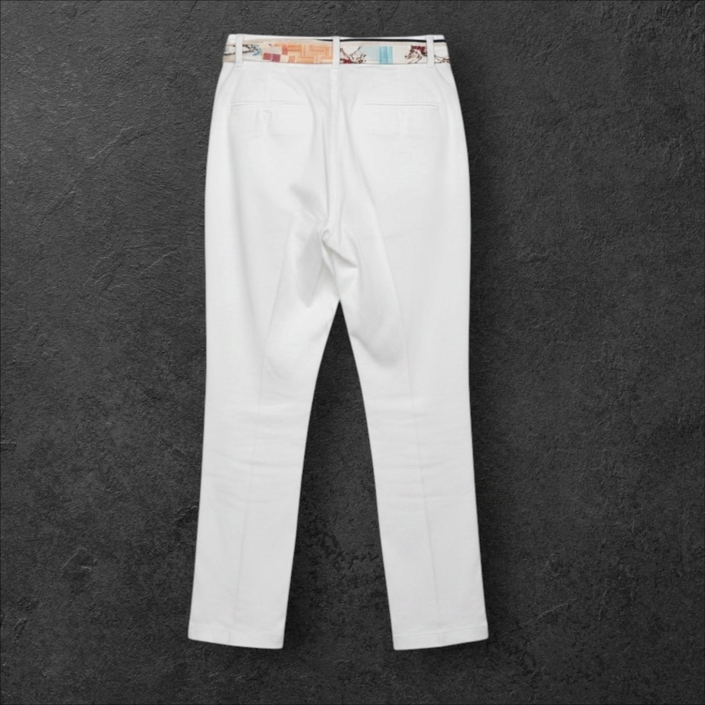Pantaloni Casual cu Eșarfă – Alb – Mărime Unică