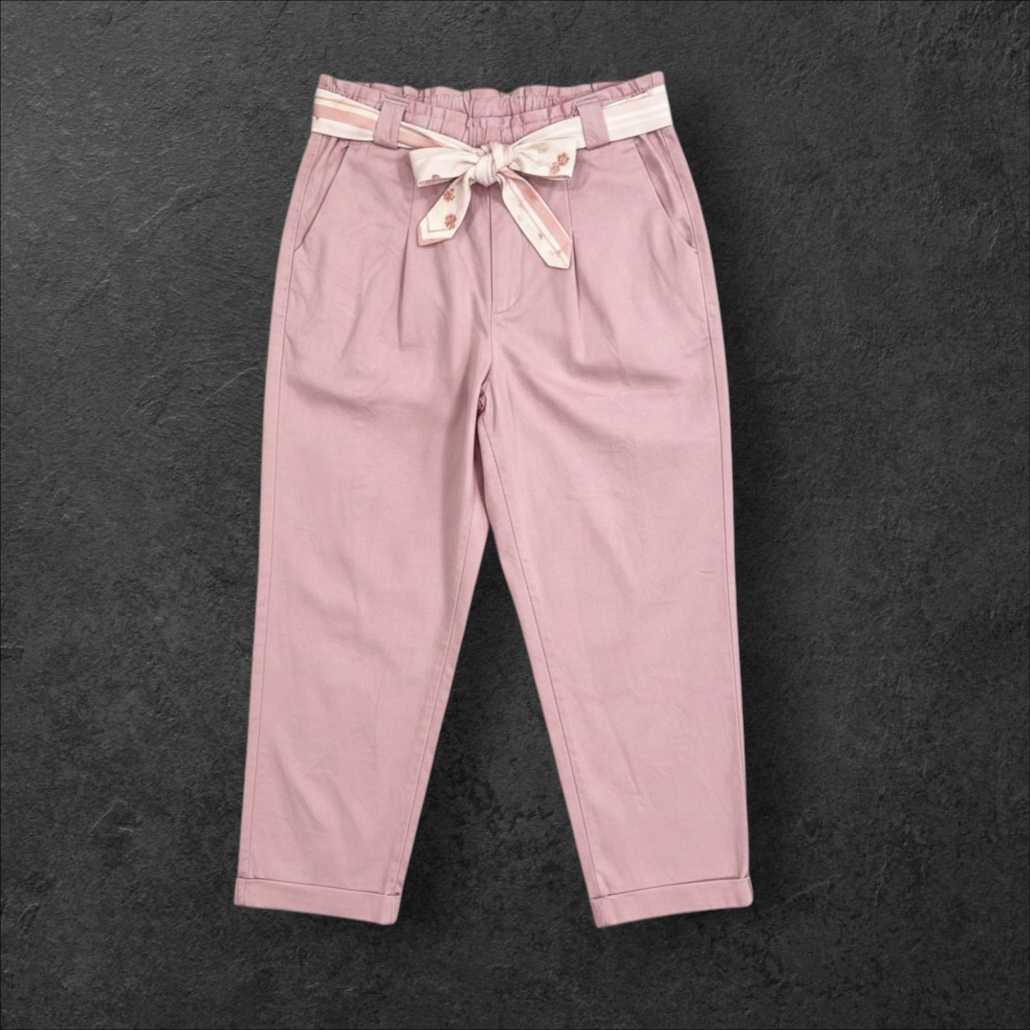 Pantaloni Roz Prăfuit cu Eșarfă – Mărime Unică