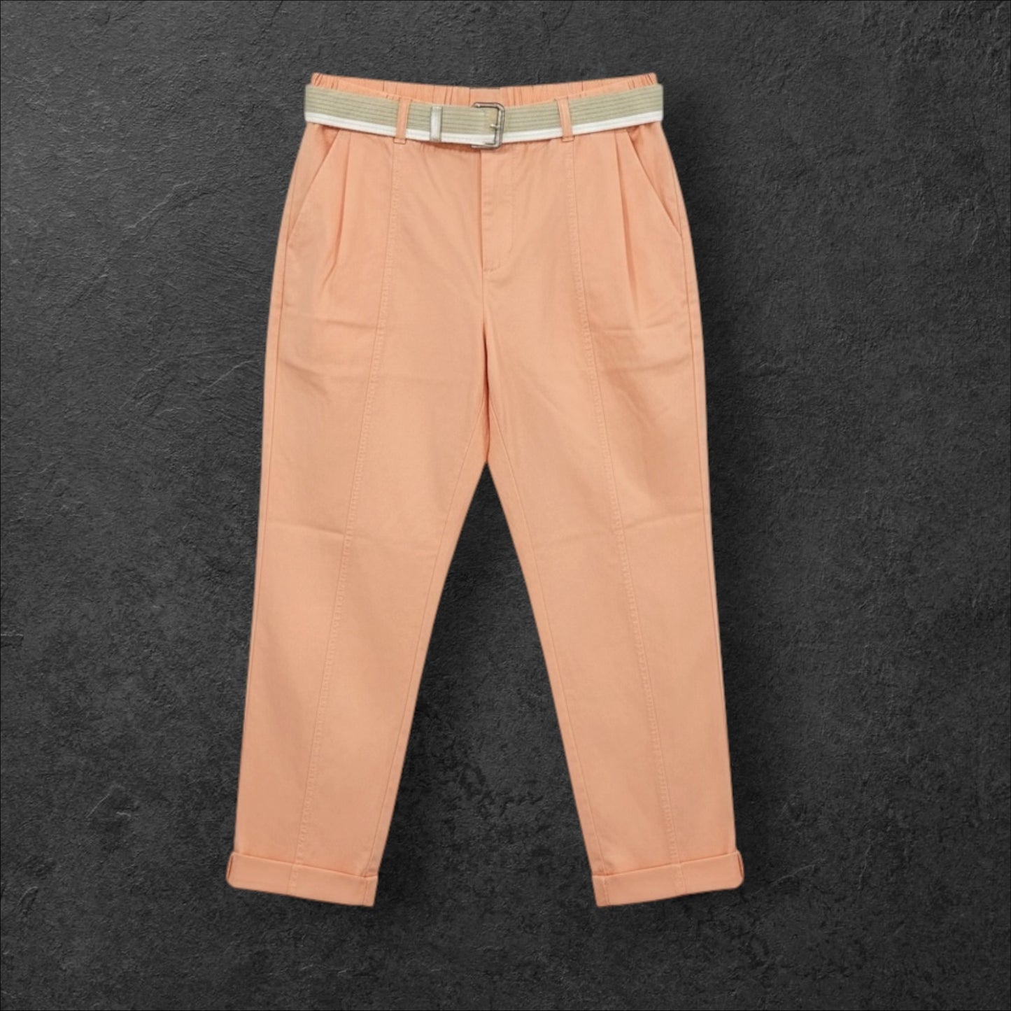 Pantaloni Lejeri cu Centură – Piersică – Mărime Unică