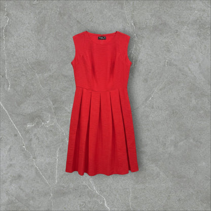 Rochie A-Line cu Fustă Plisată Roșu Intens