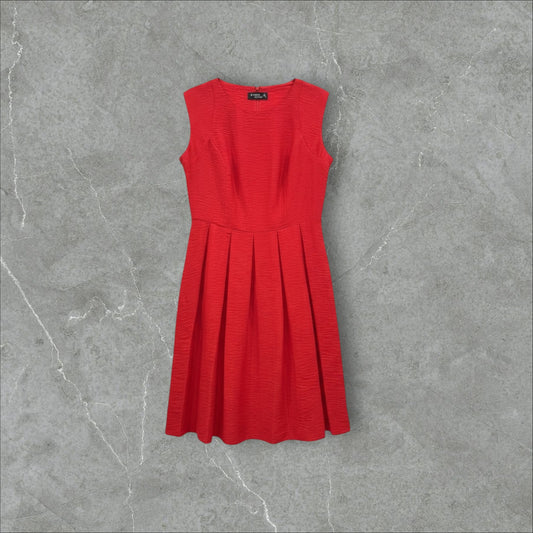 Rochie A-Line cu Fustă Plisată Roșu Intens