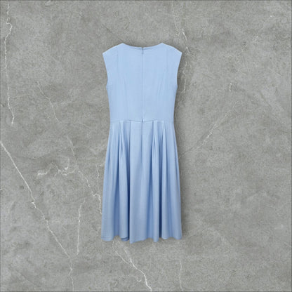 Rochie A-Line cu Fustă Plisată Albastru Pastel