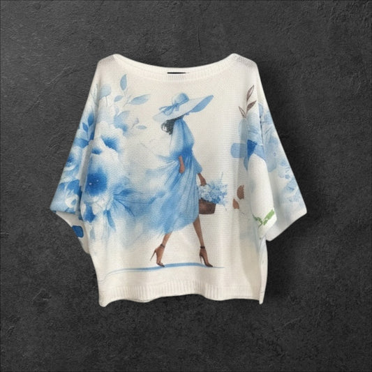 Bluză lejeră din viscoză – Imprimeu Artistic – Mărime Unică