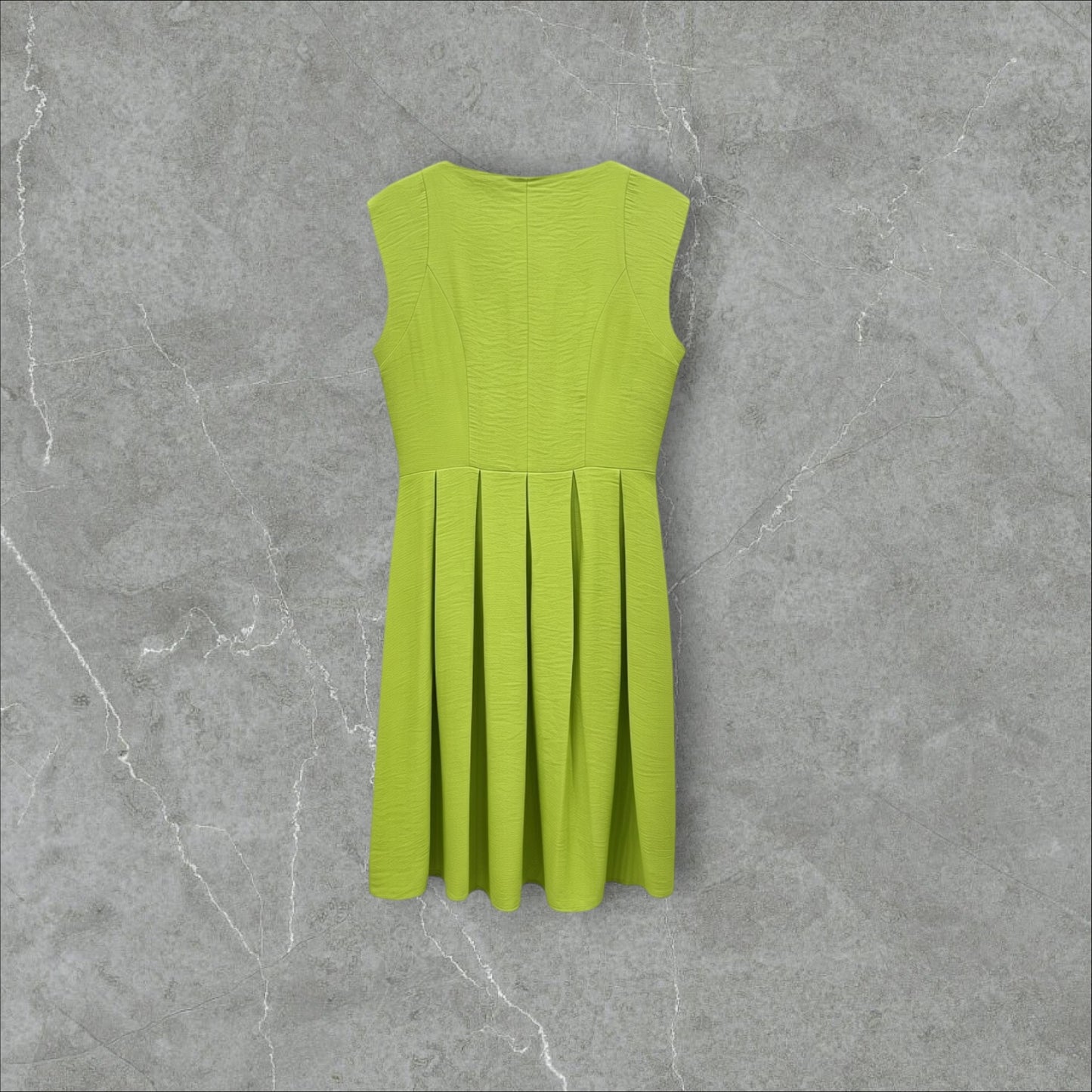 Rochie A-Line cu Fustă Plisată Lime Vibrant