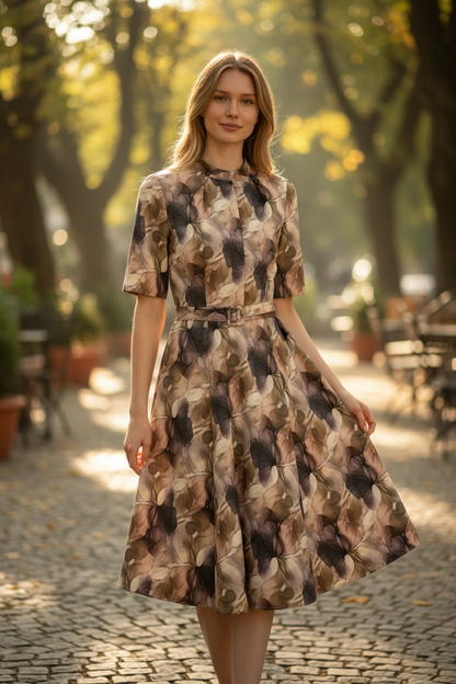 Rochie A-Line cu Imprimeu Petale