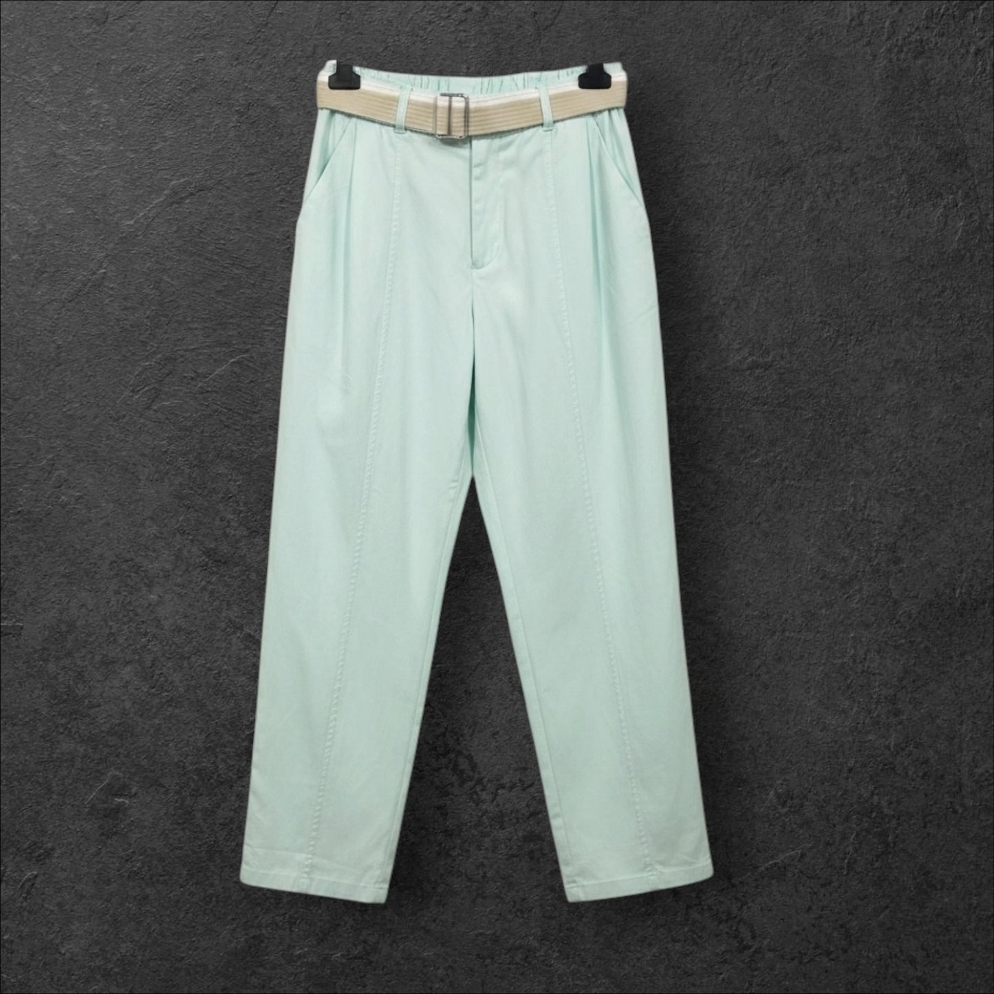 Pantaloni Lejeri cu Centură – Mentă – Mărime Unică