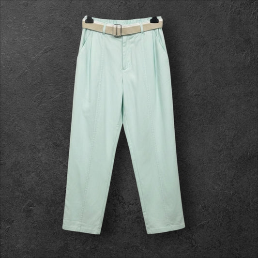 Pantaloni Lejeri cu Centură – Mentă – Mărime Unică