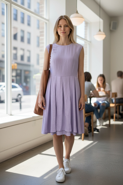 Rochie A-Line cu Fustă Plisată Lavandă